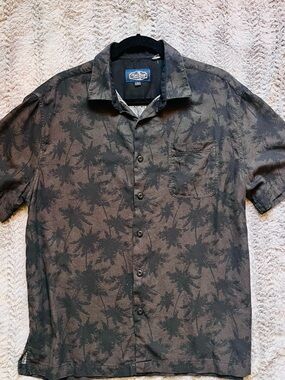 Nat Nast Short-Sleeve Palm Print Button-Down Shirt - Black/Brown